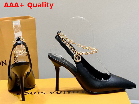 Louis Vuitton Mansion Slingback Pump in Black Calf Leather 1A964M Replica