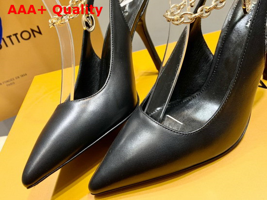 Louis Vuitton Mansion Slingback Pump in Black Calf Leather 1A964M Replica