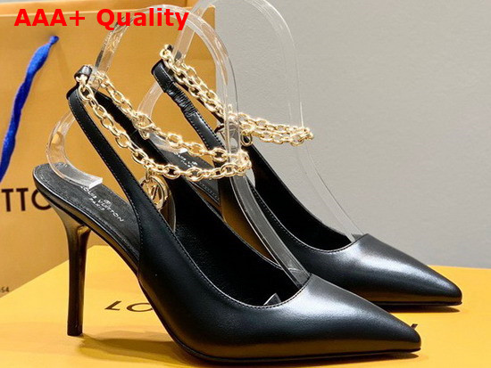 Louis Vuitton Mansion Slingback Pump in Black Calf Leather 1A964M Replica