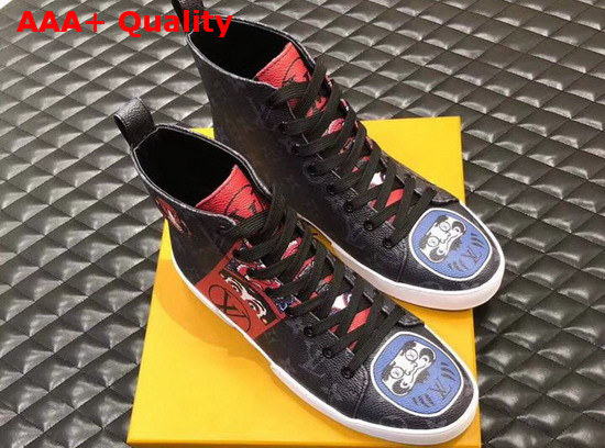 Louis Vuitton Match Up Trainer Boot Monogran Eclipse Canvas with Printed Patches Replica