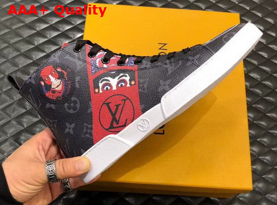 Louis Vuitton Match Up Trainer Boot Monogran Eclipse Canvas with Printed Patches Replica