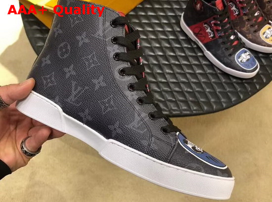 Louis Vuitton Match Up Trainer Boot Monogran Eclipse Canvas with Printed Patches Replica