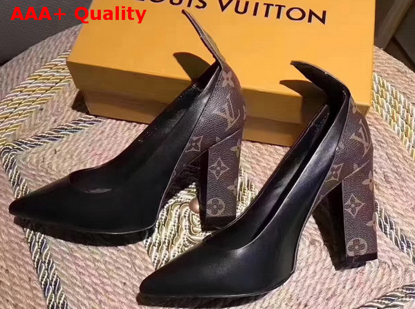 Louis Vuitton Matchmake Pump Black Calf Leather and Monogram Canvas 1A2ZCQ Replica