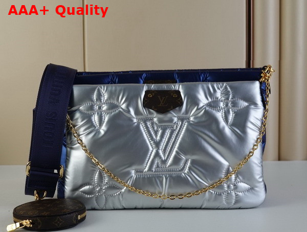 Louis Vuitton Maxi Multi Pochette Accessoires Navy Blue and Silver Recycled Nylon M21057 Replica