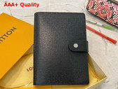 Louis Vuitton Medium Ring Agenda Cover Black Taiga Leather R20222 Replica