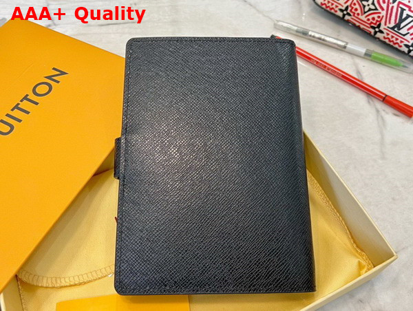 Louis Vuitton Medium Ring Agenda Cover Black Taiga Leather R20222 Replica