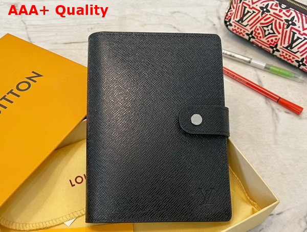 Louis Vuitton Medium Ring Agenda Cover Black Taiga Leather R20222 Replica