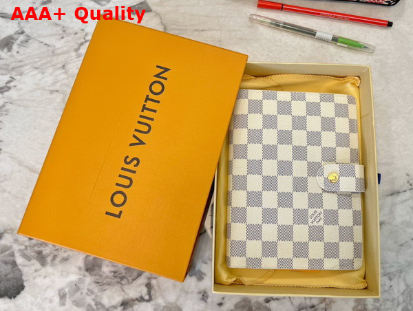 Louis Vuitton Medium Ring Agenda Cover Damier Azur Canvas Replica