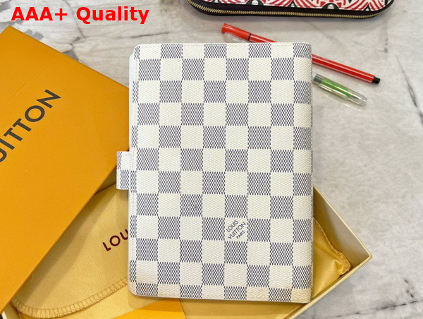 Louis Vuitton Medium Ring Agenda Cover Damier Azur Canvas Replica