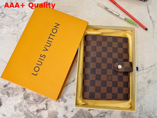 Louis Vuitton Medium Ring Agenda Cover Damier Ebene Canvas R20240 Replica