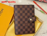 Louis Vuitton Medium Ring Agenda Cover Damier Ebene Canvas R20240 Replica