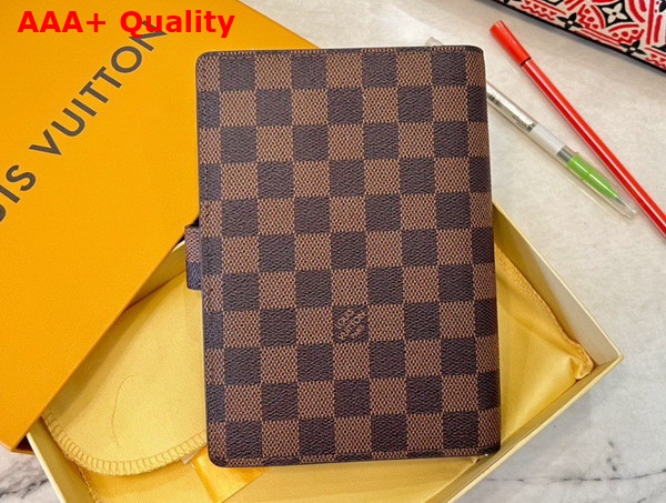 Louis Vuitton Medium Ring Agenda Cover Damier Ebene Canvas R20240 Replica