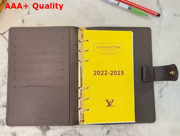 Louis Vuitton Medium Ring Agenda Cover Damier Ebene Canvas R20240 Replica