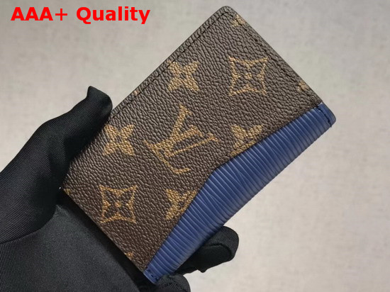 Louis Vuitton Men Pocket Organiser Blue Epi Cowhide Leather and Monogram Coated Canvas Replica