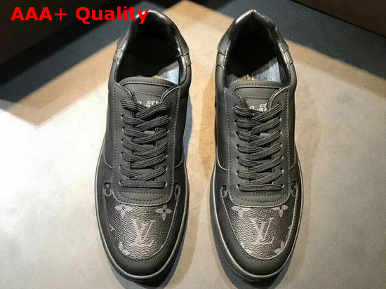 Louis Vuitton Men Rivoli Trainer Black Plain Calf Leather and Monogram Canvas Replica