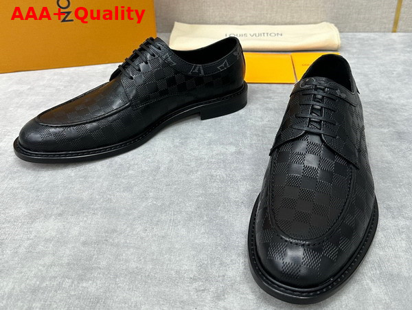 Louis Vuitton Mens Derby in Black Damier Embossed Calf Leather Replica