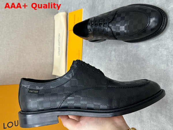 Louis Vuitton Mens Derby in Black Damier Embossed Calf Leather Replica