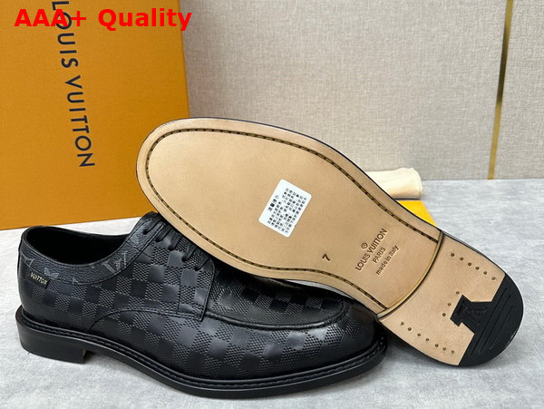 Louis Vuitton Mens Derby in Black Damier Embossed Calf Leather Replica