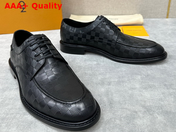 Louis Vuitton Mens Derby in Black Damier Embossed Calf Leather Replica