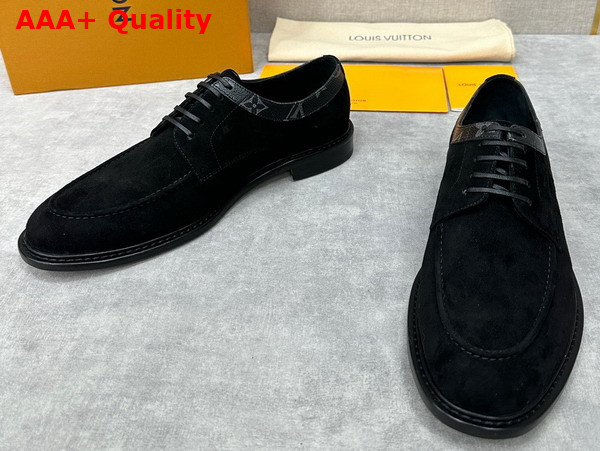 Louis Vuitton Mens Derby in Black Suede Leather Replica