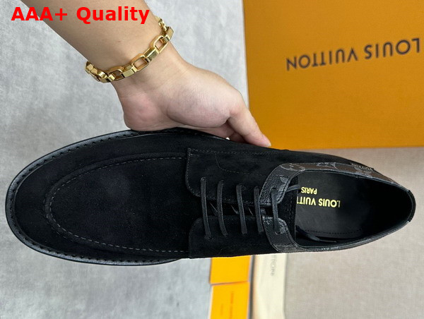 Louis Vuitton Mens Derby in Black Suede Leather Replica