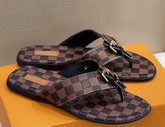 Louis Vuitton Mens Flat Thong Damier Ebene Canvas Replica