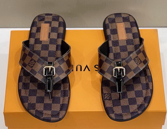 Louis Vuitton Mens Flat Thong Damier Ebene Canvas Replica