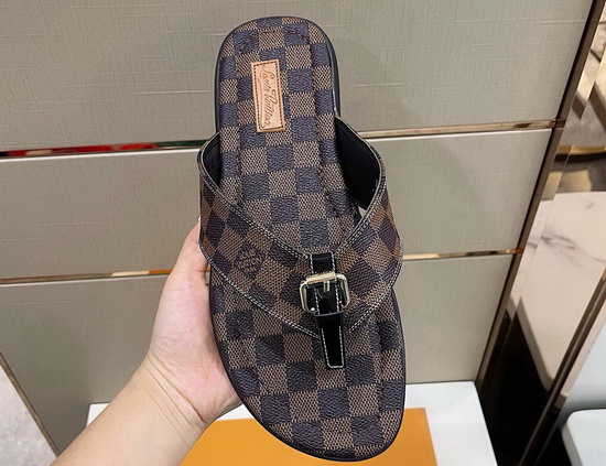 Louis Vuitton Mens Flat Thong Damier Ebene Canvas Replica