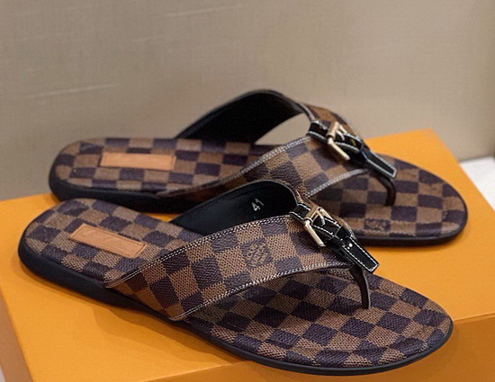 Louis Vuitton Mens Flat Thong Damier Ebene Canvas Replica