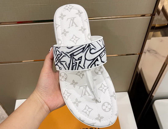 Louis Vuitton Mens Flat Thong White Monogram Replica