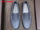 Louis Vuitton Mens Loafer Shoes Grey Damier Embossed Calf Leather Replica