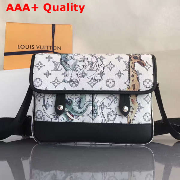 Louis Vuitton Messenger PM White Monogram Canvas with Black Cowhide Leather Trim Replica