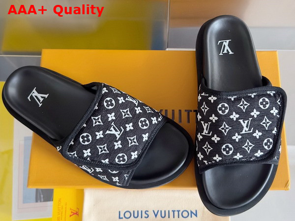 Louis Vuitton Miami Mule in Black Mini Monogram Textile 1ABFTT Replica