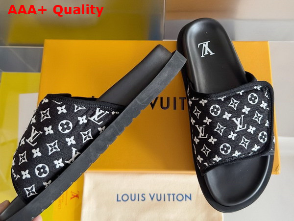 Louis Vuitton Miami Mule in Black Mini Monogram Textile 1ABFTT Replica