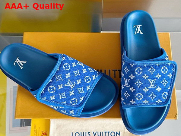 Louis Vuitton Miami Mule in Blue Mini Monogram Textile 1ABFUN Replica