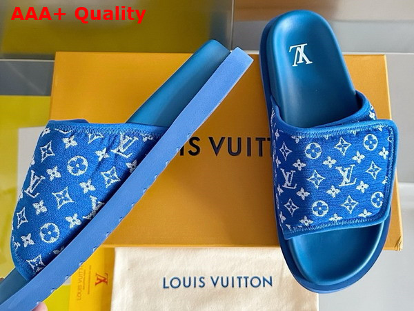 Louis Vuitton Miami Mule in Blue Mini Monogram Textile 1ABFUN Replica