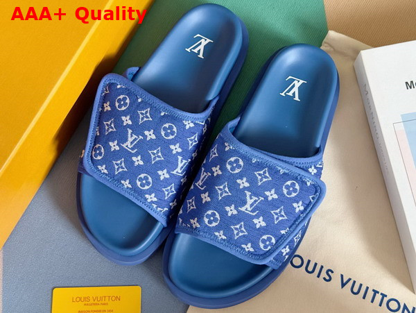 Louis Vuitton Miami Mule in Blue Mini Monogram Textile 1ABFUN Replica