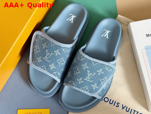 Louis Vuitton Miami Mule in Blue Monogram Denim Replica