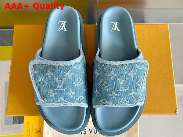 Louis Vuitton Miami Mule in Blue Monogram Denim Replica