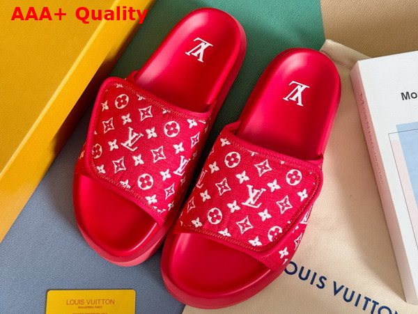 Louis Vuitton Miami Mule in Red Mini Monogram Textile 1ABFU8 Replica