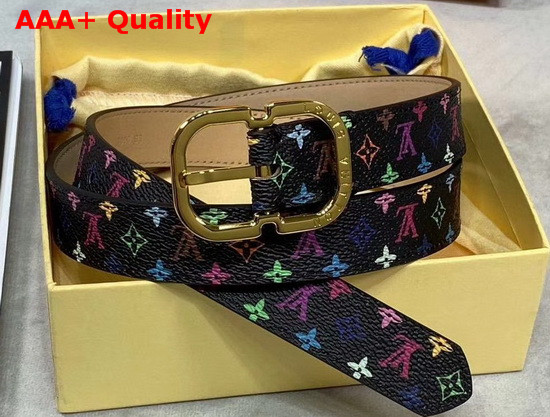 Louis Vuitton Mini 25mm Belt Black Multicolor Monogram Canvas Replica