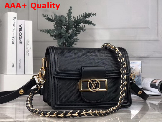 Louis Vuitton Mini Dauphine Black Epi Leather with Black Smooth Calfskin Leather Trim Replica