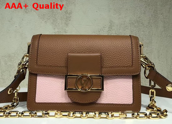 Louis Vuitton Mini Dauphine Bruni Brown and Strawberry Milk Pink Taurillon Leather M53805 Replica