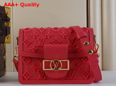 Louis Vuitton Mini Dauphine Handbag Fluo Pink Tufted Grained Calfskin Leather M20747 Replica