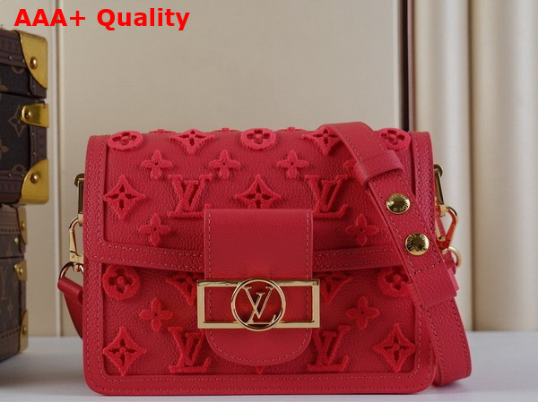 Louis Vuitton Mini Dauphine Handbag Fluo Pink Tufted Grained Calfskin Leather M20747 Replica