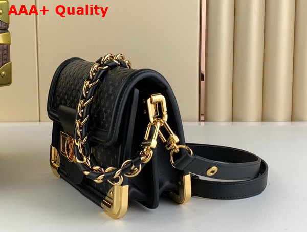 Louis Vuitton Mini Dauphine Handbag in Black Nanogram Calfskin Replica