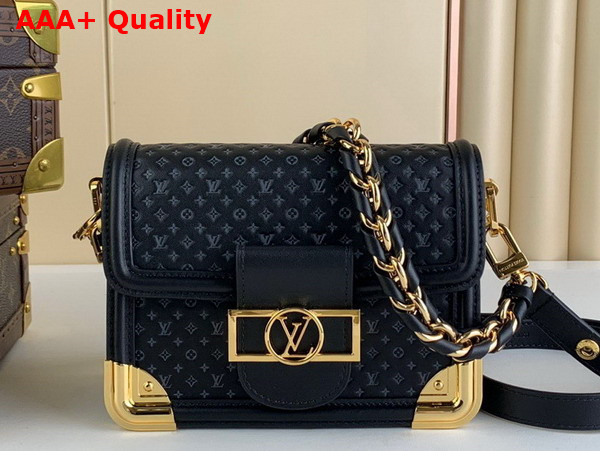 Louis Vuitton Mini Dauphine Handbag in Black Nanogram Calfskin Replica