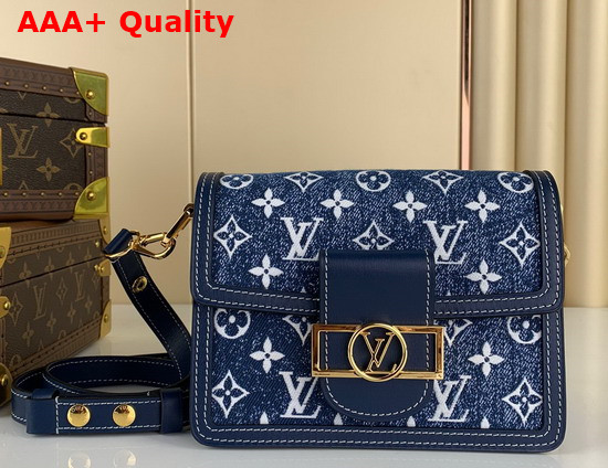 Louis Vuitton Mini Dauphine Navy Blue Denim Jacquard Textile Replica