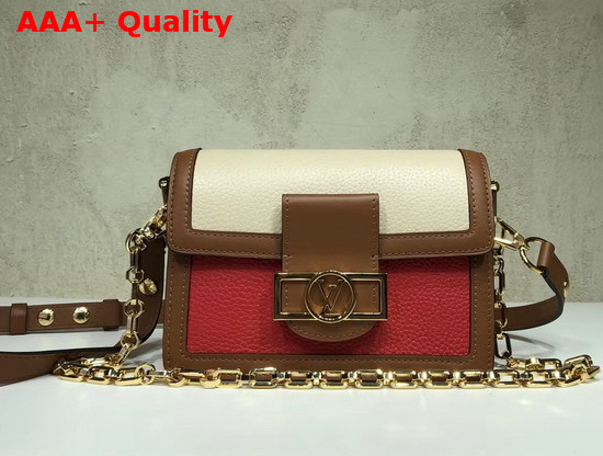 Louis Vuitton Mini Dauphine in Beige and Red Taurillon Leather Replica