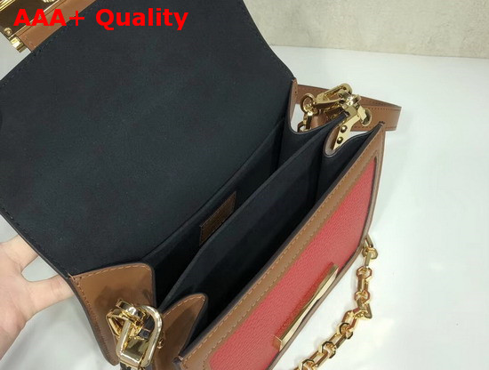 Louis Vuitton Mini Dauphine in Beige and Red Taurillon Leather Replica